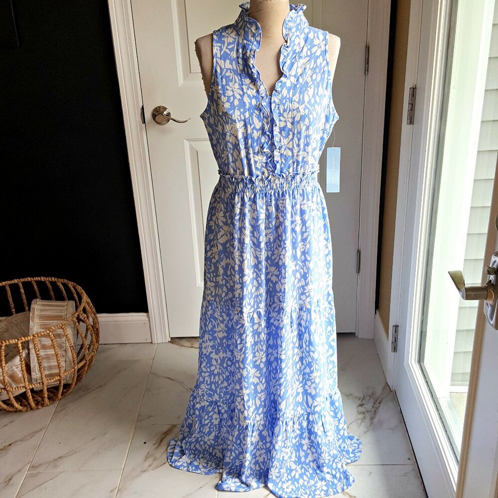 NWT! Women's London Times Floral Smocked-Waist Maxi Dress